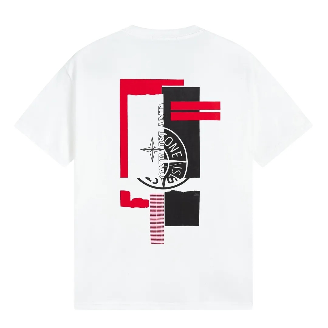 W661#P110💰 [Stone lsland/Stone Island summer patchwork logo printed short-sleeved T-shirt] ⚠️[Original creation with high control of details] - Made of 230g combed cotton 32-count double yarn, soft and comfortable to the touch, sweat-absorbent and breathable. - Simple, basic and versatile style, original single quality, the first choice for couples. - Made in a large factory, four needles and five threads on the shoulder, neat alignment, high quality workmanship. - Same style for men and women, very versatile One piece by hand, the details are clearly visible. Color: Black White Size: M L